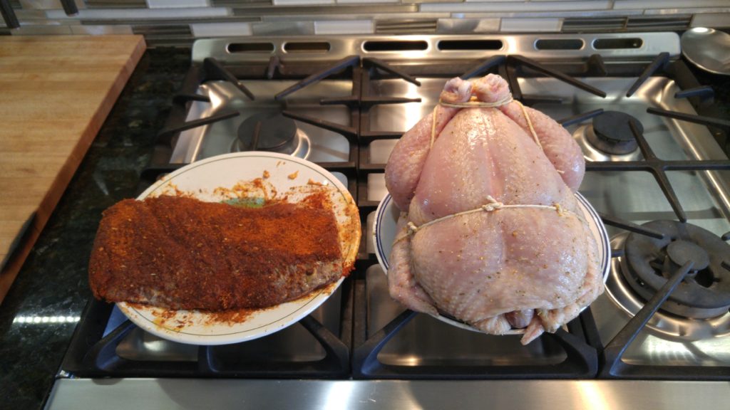 Venison and Chicken Ready for the Smoker