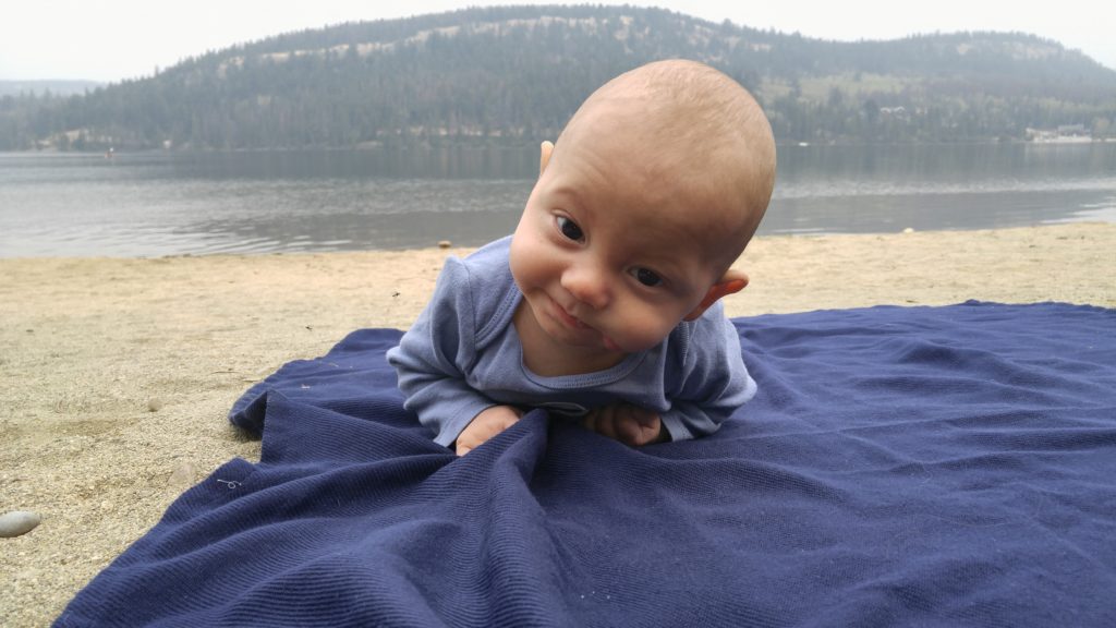 Ewan working on his tan at Pyramid Lake Beach