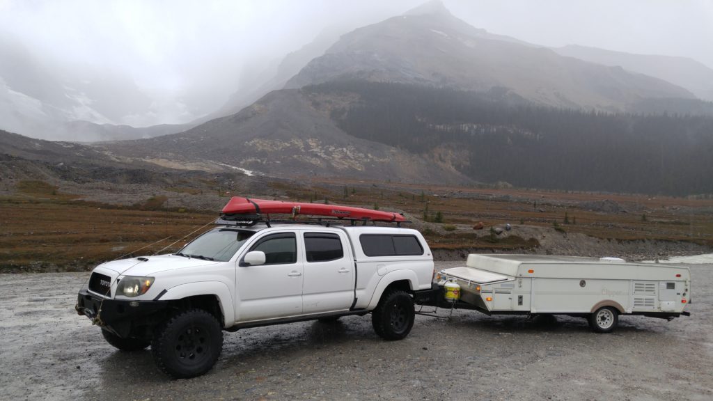 Our Truck and Trailer Below the Athabasca Glacier