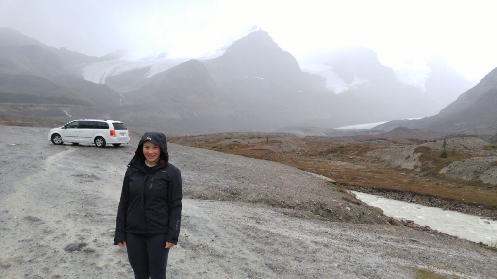 Janet Below the Athabasca Glacier