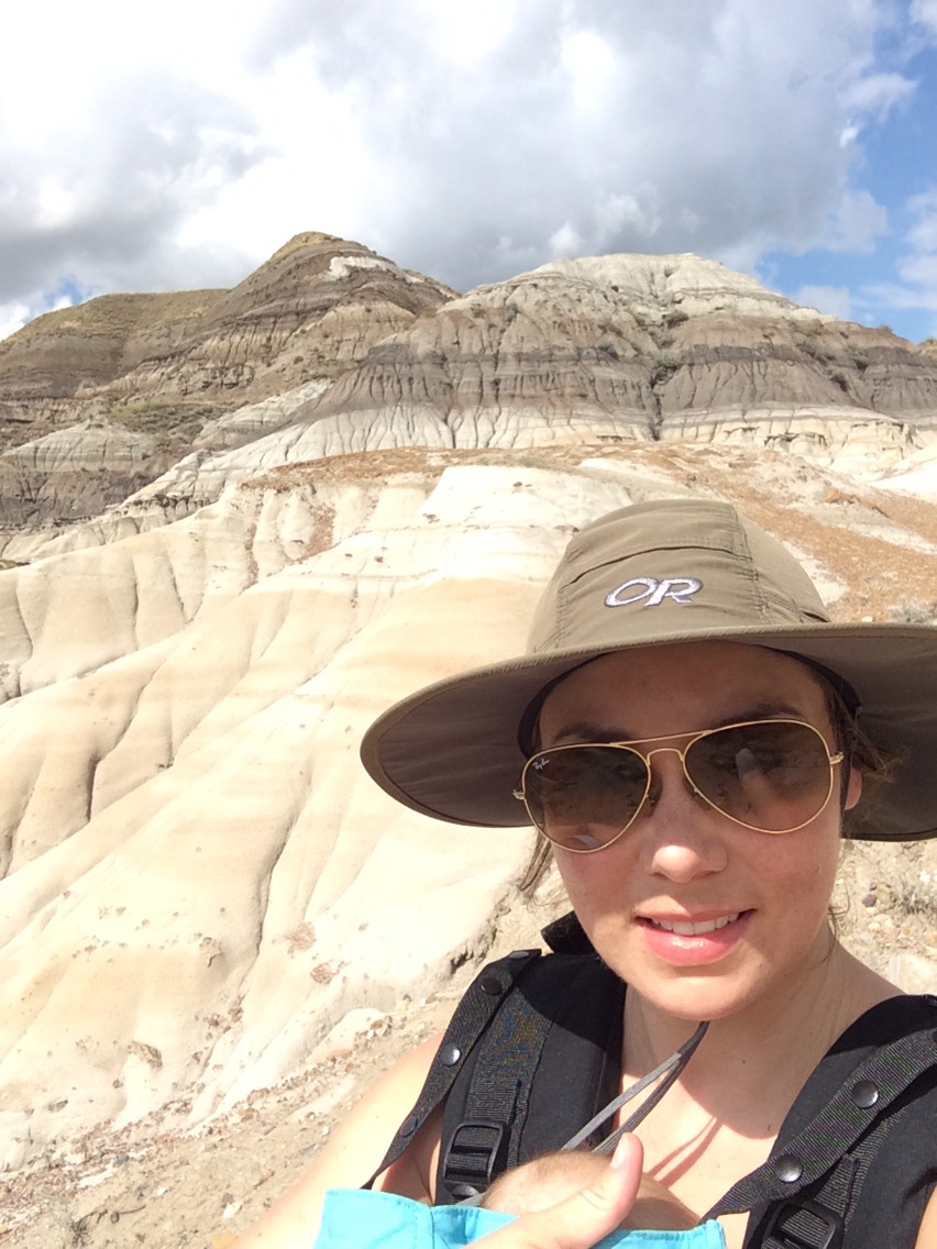 Janet with Hoodoos Looming Above