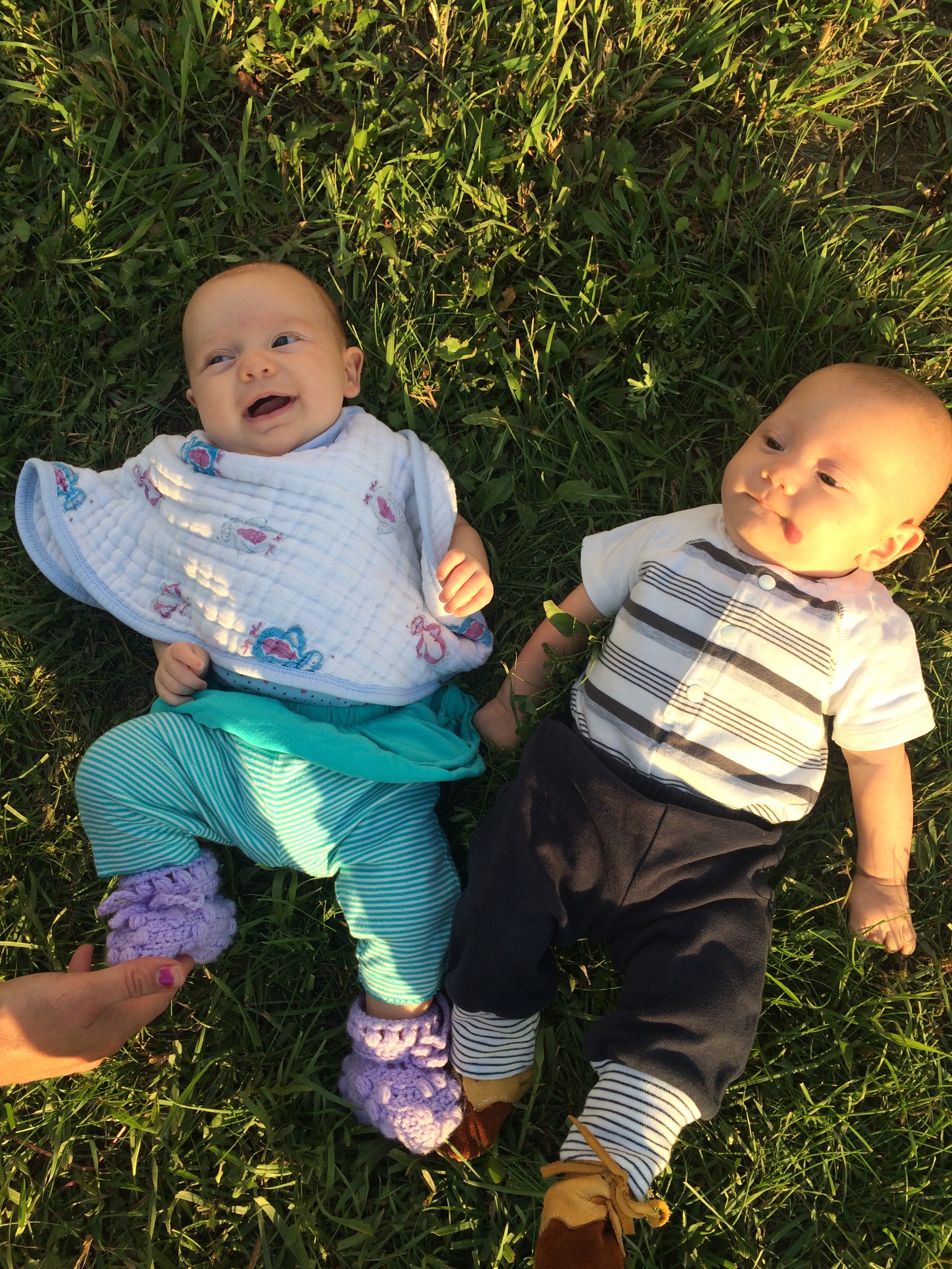 Eileen and Ewan on the grass