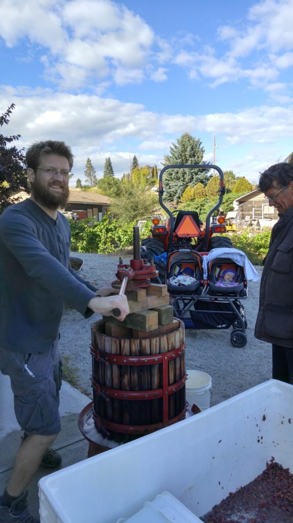 Dad and I Pressing Grapes with the Twins