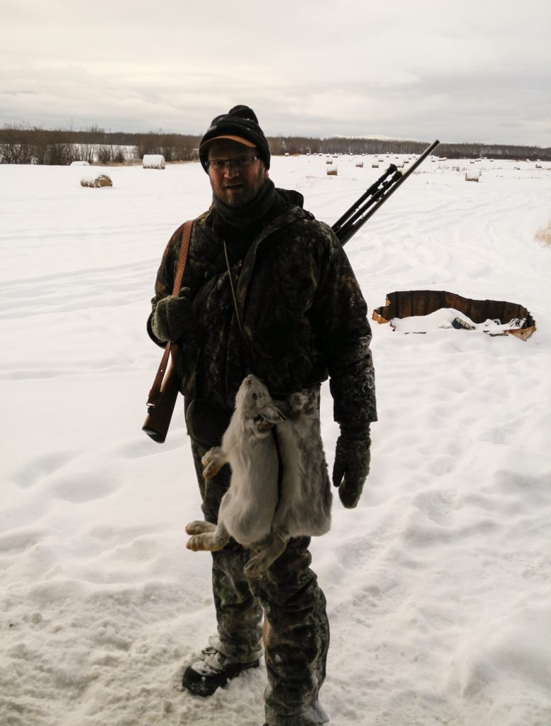 Loren with snowshoe hares