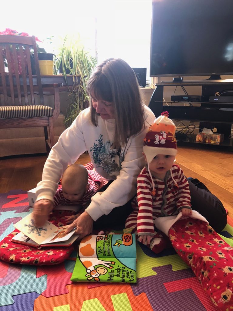 Grandma Shivas reading to Eileen & Ewan