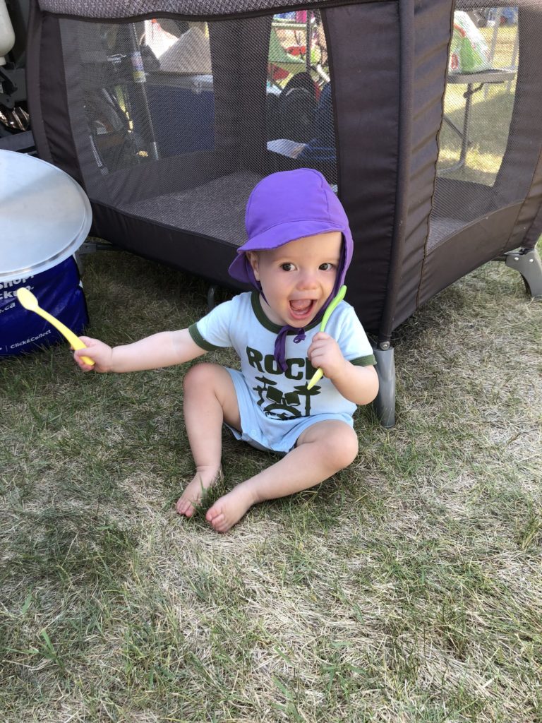 Eileen Practising Her Drumming on the Pot Lid