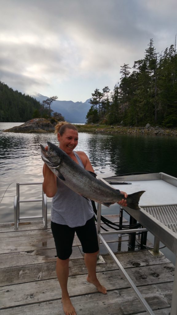 Di with her second salmon