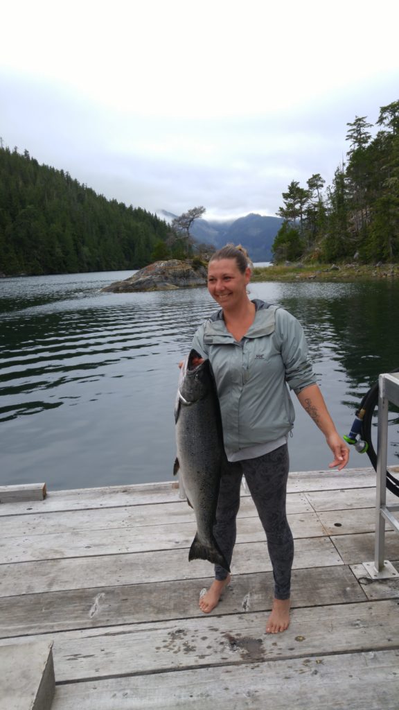 Di with her third salmon