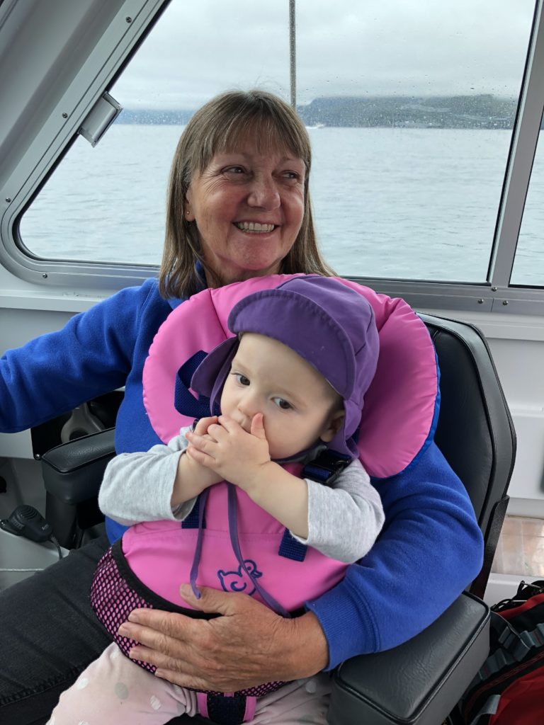 Eileen and Grandma Shivas on the boat