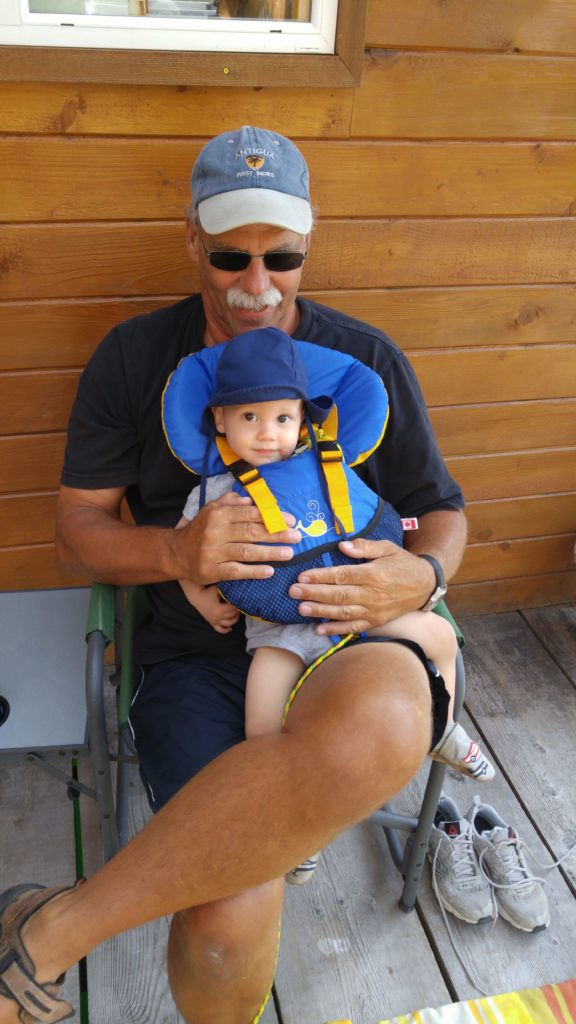 Ewan and Grandpa Shivas on the float