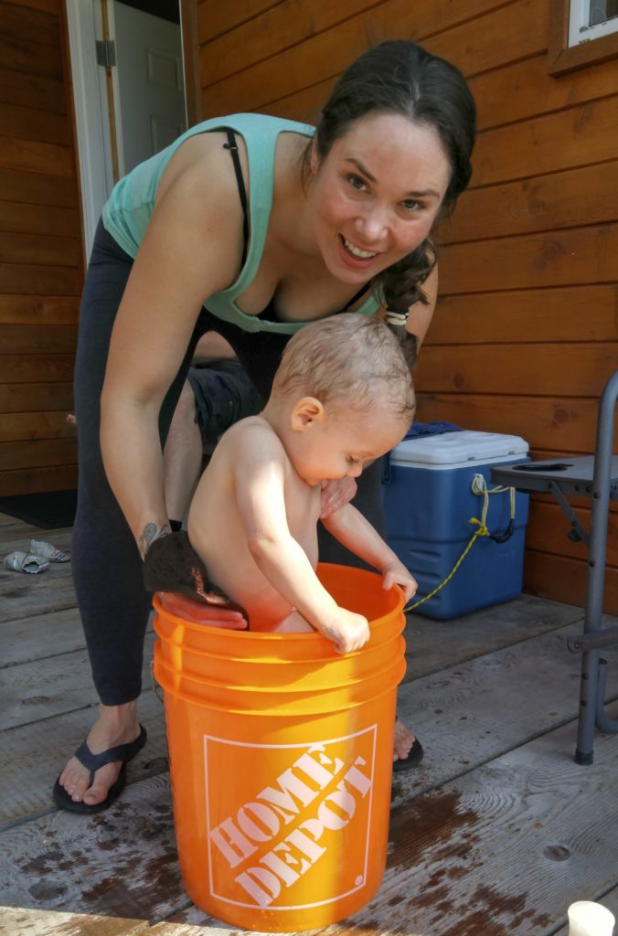 Janet Bathing Ewan on the Float