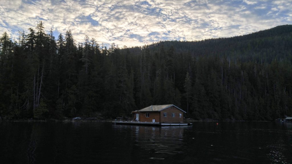 Leaving the cabin at sunrise to go fishing